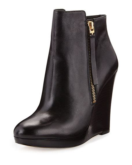 michael kors clara leather wedge ankle boot|Michael Kors clara boots.